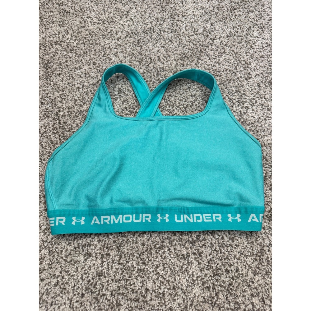 Under Armour Mid Crossback Sports Bra Teal Turquoise XL Compression Fitness